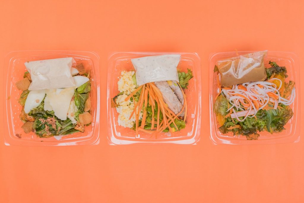 Family Mart's Caesar, Cobb, and Kani Salads